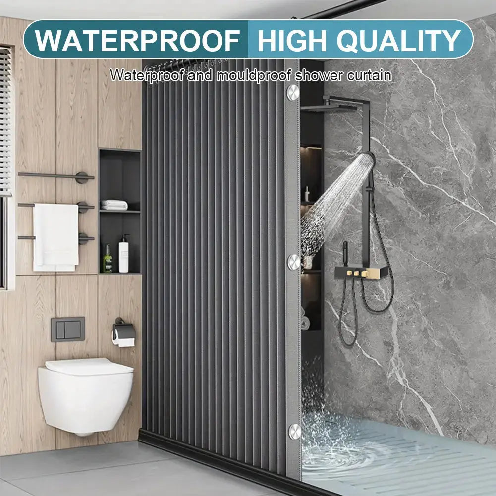 Foldable Magnetic Bath Curtain Waterproof Bathroom Curtain with 14 Hooks Privacy Bathroom Divider Modern for Bathroom