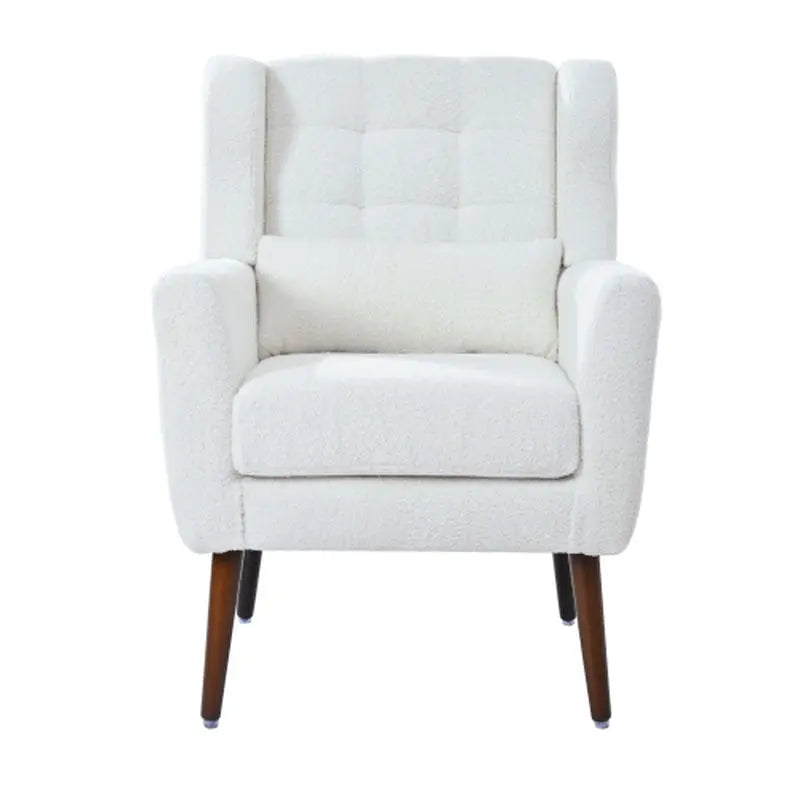 Modern Upholstered Chairs, Teddy Fabric Living Room Chairs, Comfortable Reading Chairs, Medieval Upholstery Chairs, Chaise Longues Armchairs for Living Room Bedrooms - White