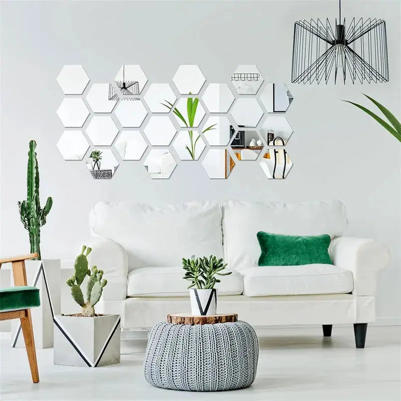 12/24/36Pcs 3D Acrylic Mirror Wall Sticker Home Decor Self-Adhesive Wall Sticker for Home Living Room Decoration Acrylic Mirror