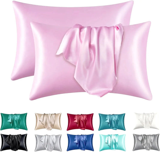 2 Pack Satin Pillowcase for Hair and Skin, Silk Satin Pillowcase , Queen Size Pillow Cases Set of 2, Silky Pillow Cover