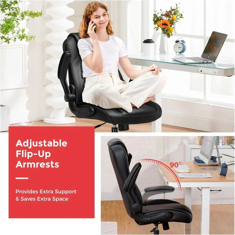 Office Computer Gaming Chair Ergonomic Desk Chair for Adults with Lumbar Support Flip-Up Arms Adjustable Height Swivel