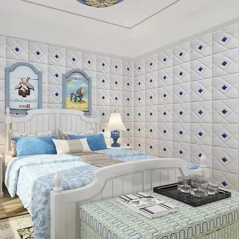 4PCS 30X30Cm 3D Soft Wall Sticker Self Adhesive Wallpaper Panel for Bedroom Living Room DIY Home Background Wall Decoration