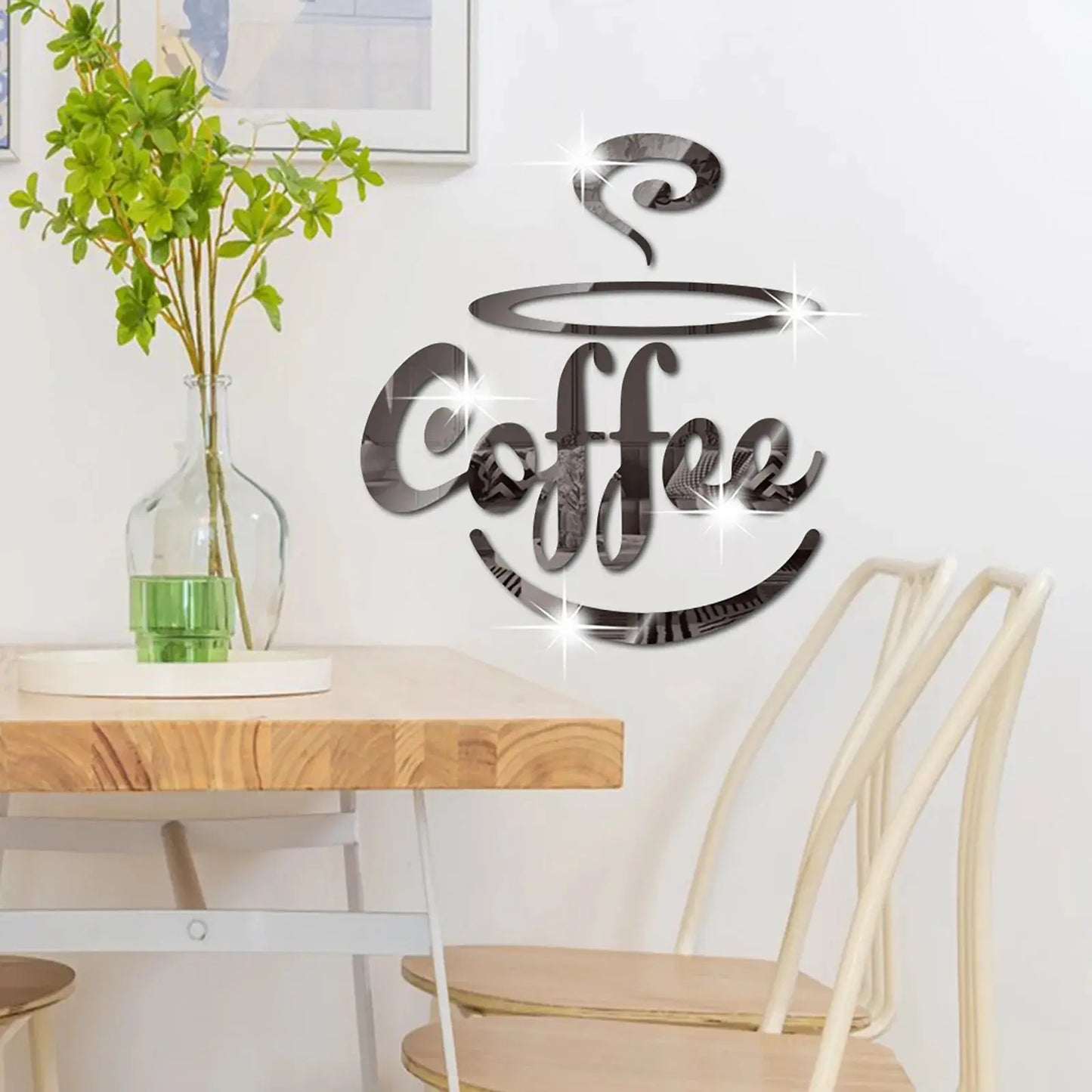 3D Coffee Mirror Stickers Bar Quotes Wall Decal Kitchen Home Wall Decor Vinyl Sticker Coffee Bar Wall Decals Mural Wallpaper