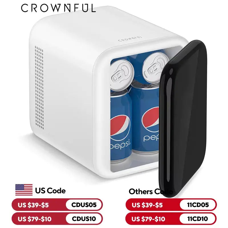 Crownful 4L Mini Car Refrigerator 12V/120V Multifunction Fridge Cosmetics Beer Beverage Cooler Warmer Cooler Fridge for Car Home
