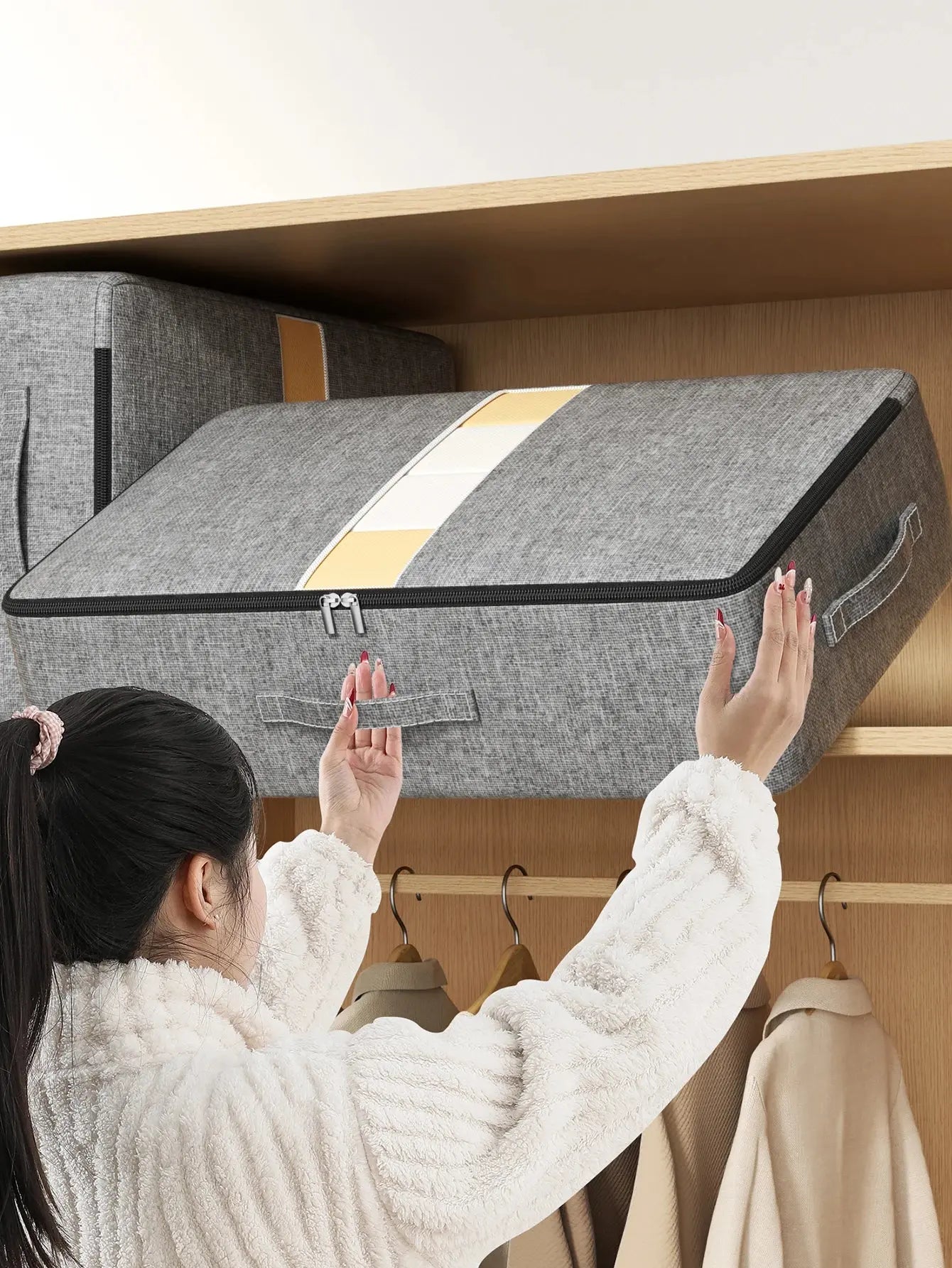 1Pc Foldable Storage Bag under Bed Clothing Quilt Storage Bag Clothing Dust Bag Large Capacity Closet Organizer Bag