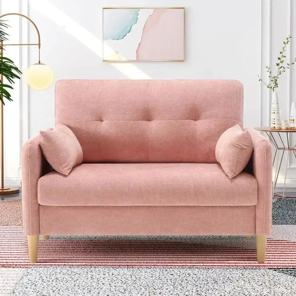 47” Small Couch for Living Room, Chenille Fabric Love Seat Comfy Sofa for Bedroom with Throw Pillow Loveseat Sofa