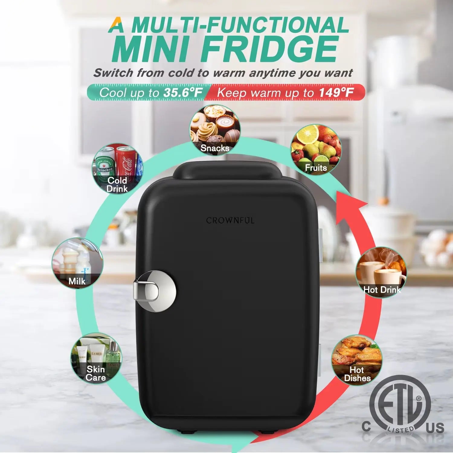 4L Mini Fridge 110V 220V Beauty Makeup Skincare Refrigerator AC/DC Heated Cooling Beauty Refrigerator Car Mini Fridge