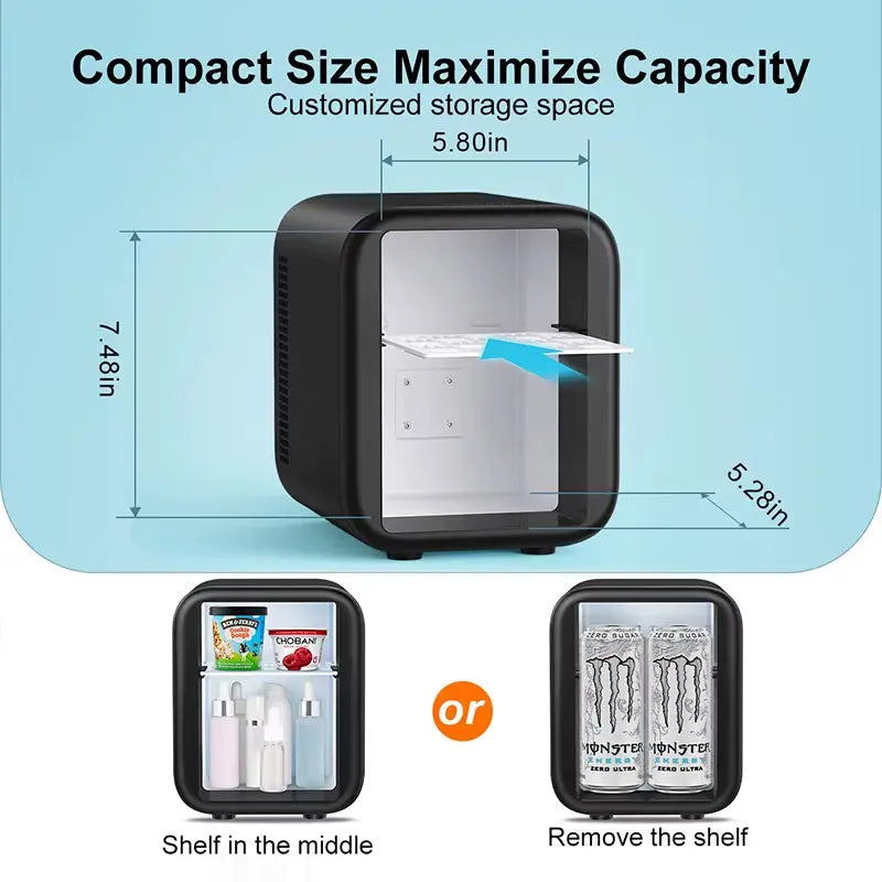 Crownful 4L Mini Car Refrigerator 12V/120V Multifunction Fridge Cosmetics Beer Beverage Cooler Warmer Cooler Fridge for Car Home