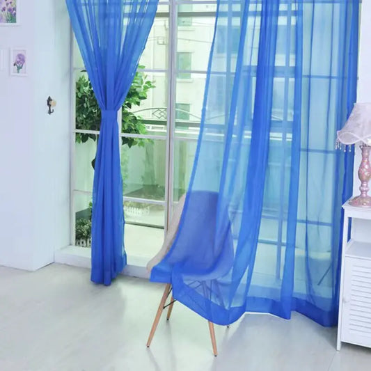 European Style Solid Tulle Curtains for Living Room Bedroom Modern Transparent Curtain Multicolor Sheer Drapes Home Decoration
