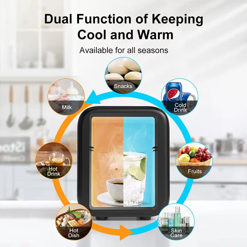 Crownful 4L Mini Car Refrigerator 12V/120V Multifunction Fridge Cosmetics Beer Beverage Cooler Warmer Cooler Fridge for Car Home