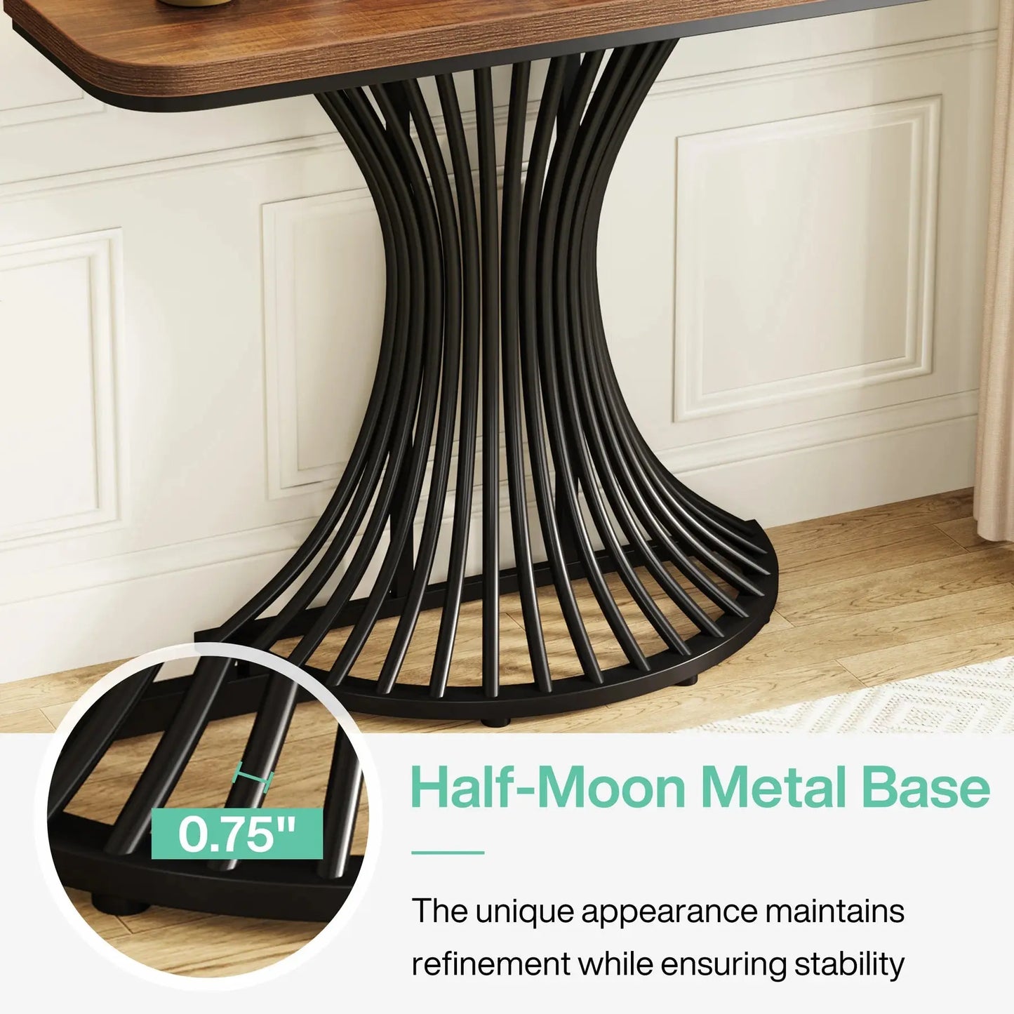 Console Table, Industrial Entryway Table with Geometric Metal Base, 39-Inch Small Sofa Accent Table for Entrance