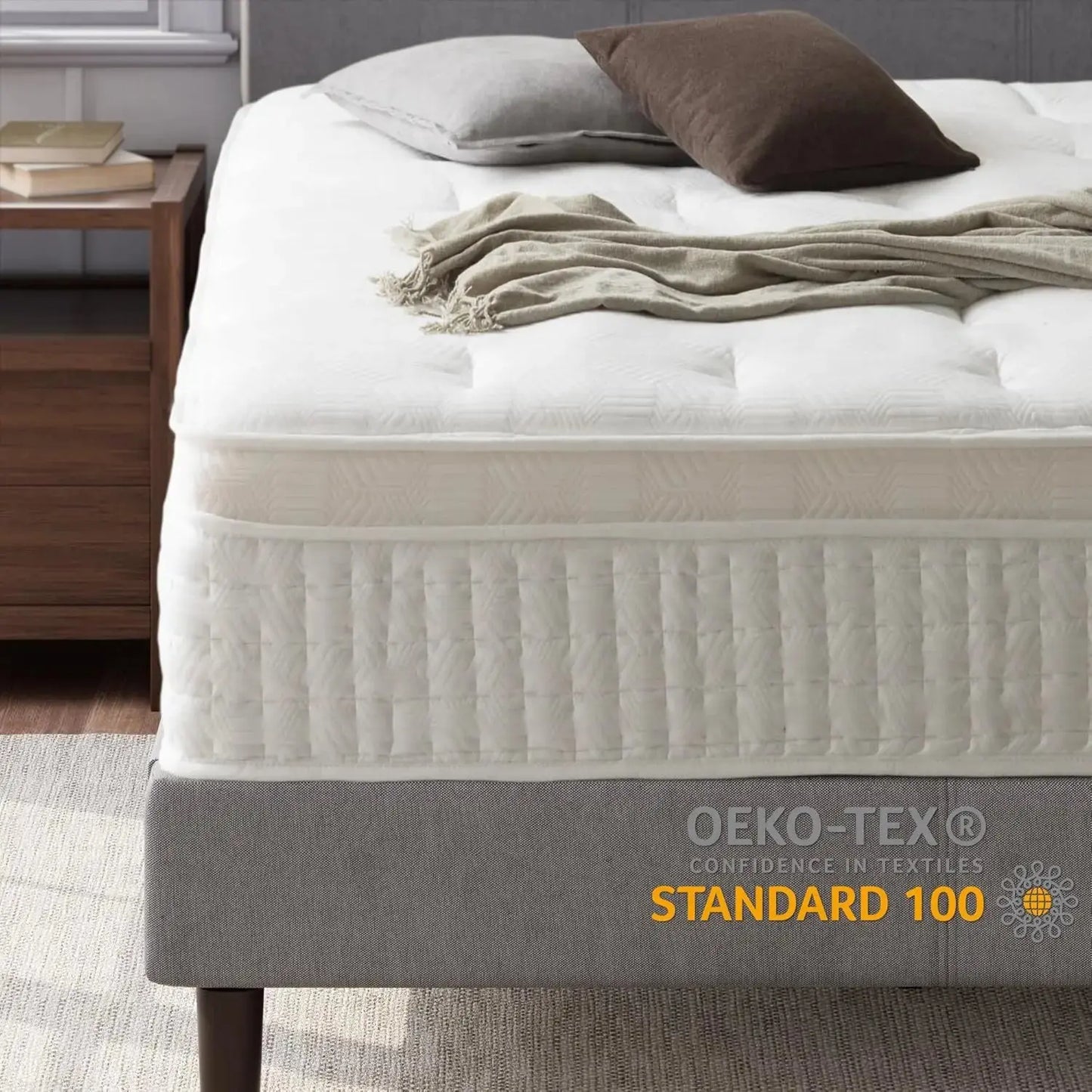 12 Inch Euro Top Pocket Spring Hybrid Mattress Queen Pressure Relief Pocket Innersprings for Motion Isolation Mattress in a Box