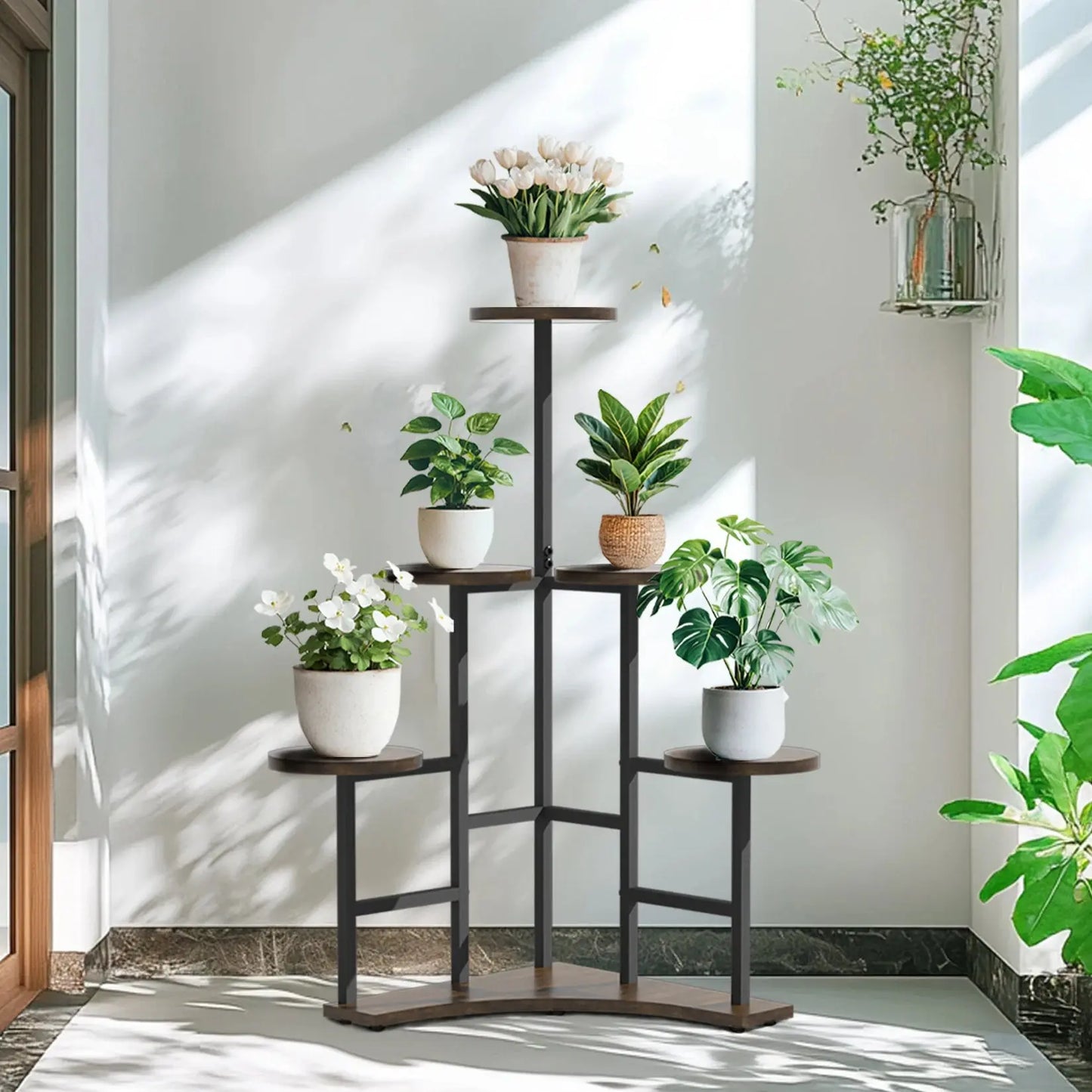 5 Tiered Corner Tall Plant Stand Shelf Floor Display Rack for Living Room Balcony