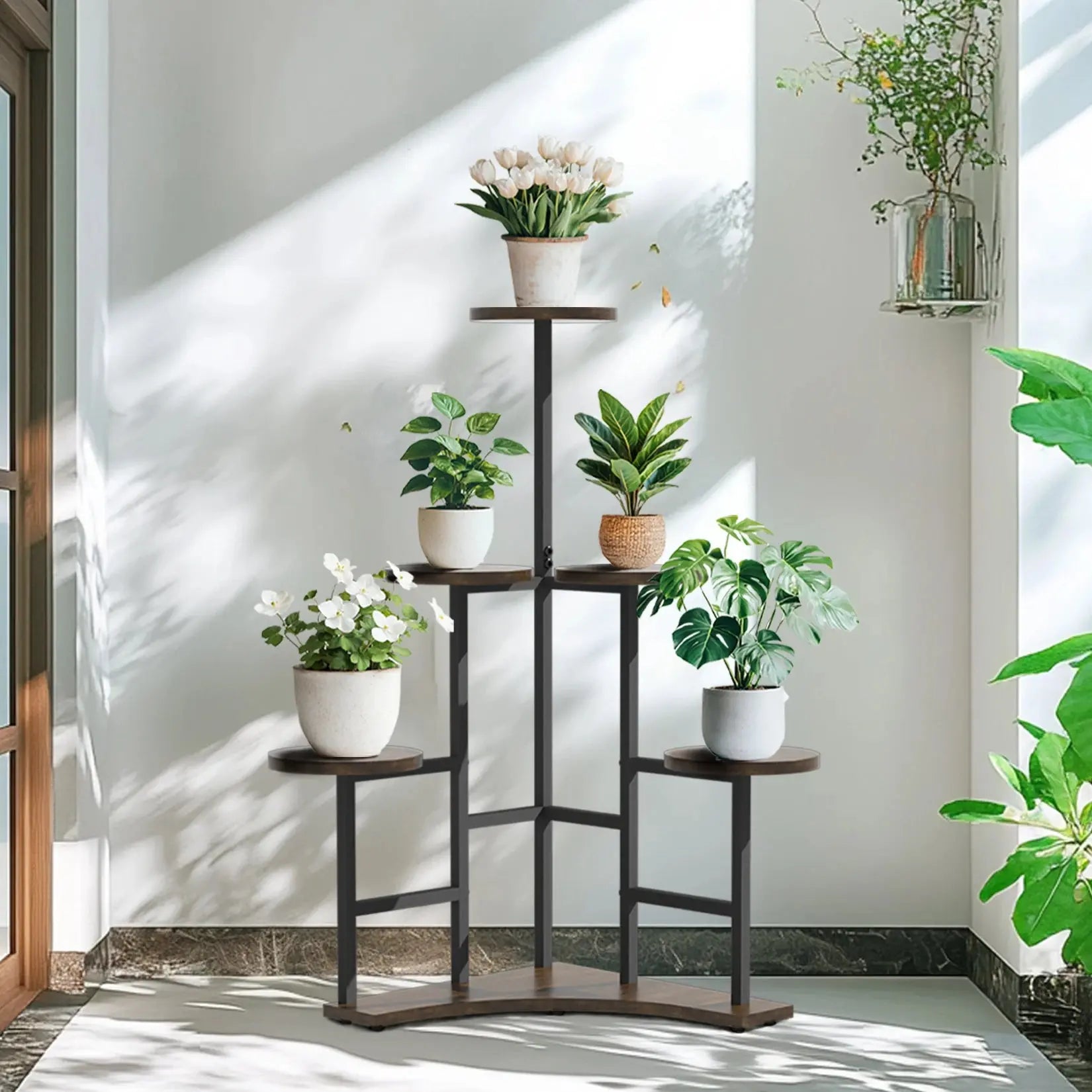5 Tiered Corner Tall Plant Stand Shelf Floor Display Rack for Living Room Balcony