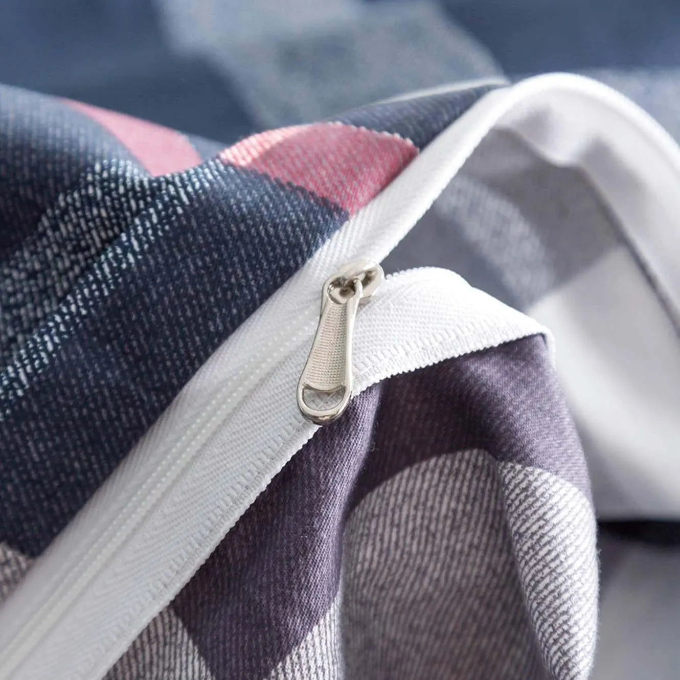 Jumeey Plaid Duvet Cover Queen Size Navy Blue Grid Bedding Set Buffalo Plaid Bedding Teens Boys Dark Color Gingham Grid Tartan Bedding Set Men Check Duvet Cover Full