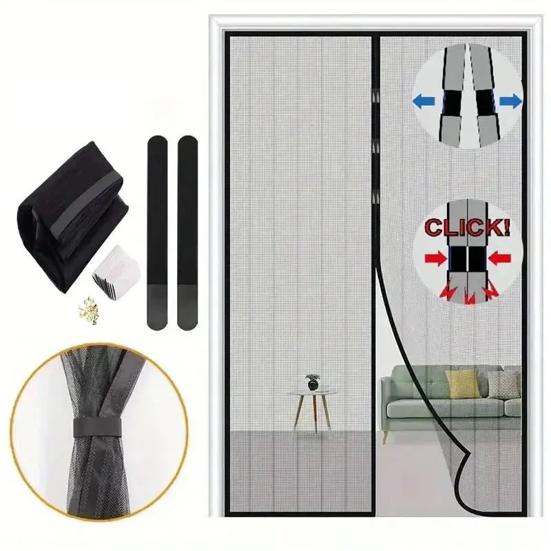 Magnetic Screen Door Curtain anti Mosquito Insect Fly Bug Polyester Soft Door Curtain Home Ventilation Door Curtain for Summer