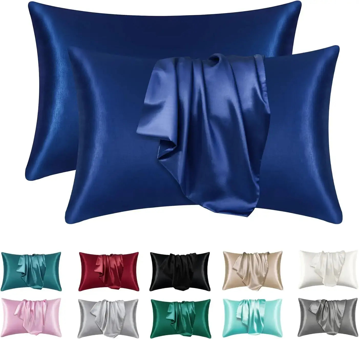 2 Pack Satin Pillowcase for Hair and Skin, Silk Satin Pillowcase , Queen Size Pillow Cases Set of 2, Silky Pillow Cover