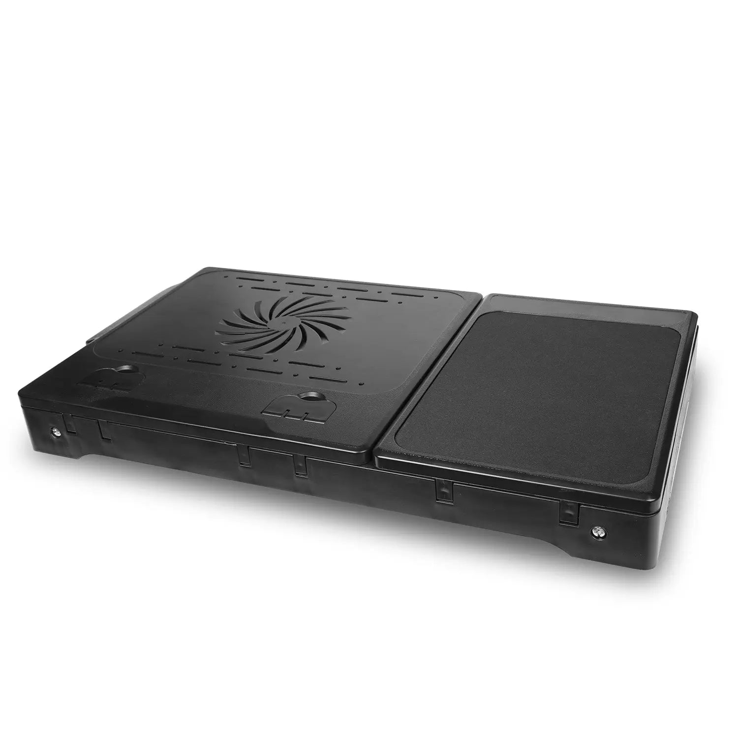 1Pc Foldable Laptop Table Bed Notebook Desk with Cooling Fan Mouse Board LED Light 4 USB Ports Breakfast Snacking Tray with Storage Groove for Home Office Use