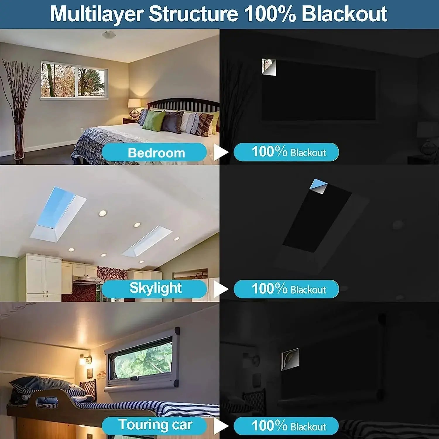 100 Blackout Darkest House Blackout Window Privacy Film Tint anti Look Cover Glass Window Cloth Car Stickers Light Block Sticker