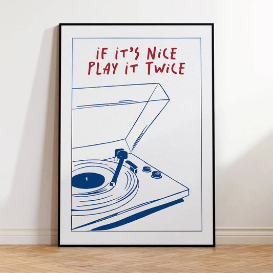 Modern Music Play It Twice Retro Groovy Wall Art Trendy Gift Prints Canvas Painting Poster Picture for Living Room Home Decor