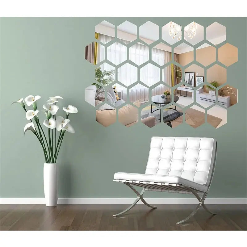 12/24/36Pcs 3D Acrylic Mirror Wall Sticker Home Decor Self-Adhesive Wall Sticker for Home Living Room Decoration Acrylic Mirror