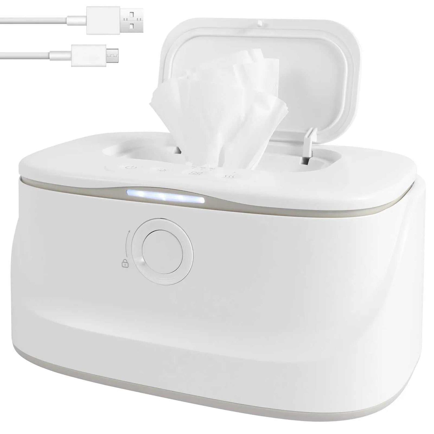 USB Baby Wipe Warmer LED Light Keep Warm Box Adjustable Temperature Heating Diaper Dispenser Portable Large Capacity