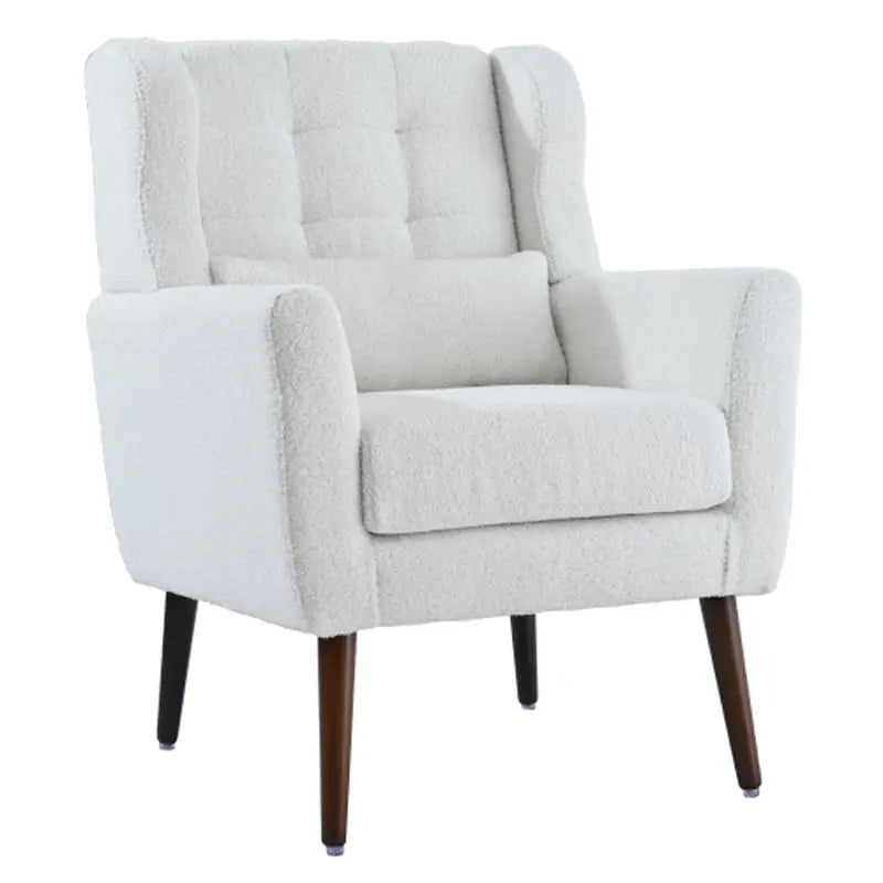 Modern Upholstered Chairs, Teddy Fabric Living Room Chairs, Comfortable Reading Chairs, Medieval Upholstery Chairs, Chaise Longues Armchairs for Living Room Bedrooms - White