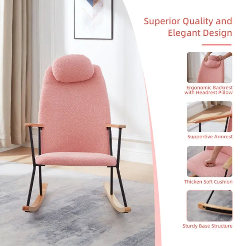 Modern Rocking Chairs Upholstered Chairs Comfortable Side Chairs for Children'S Rooms, Bedrooms, Living Rooms