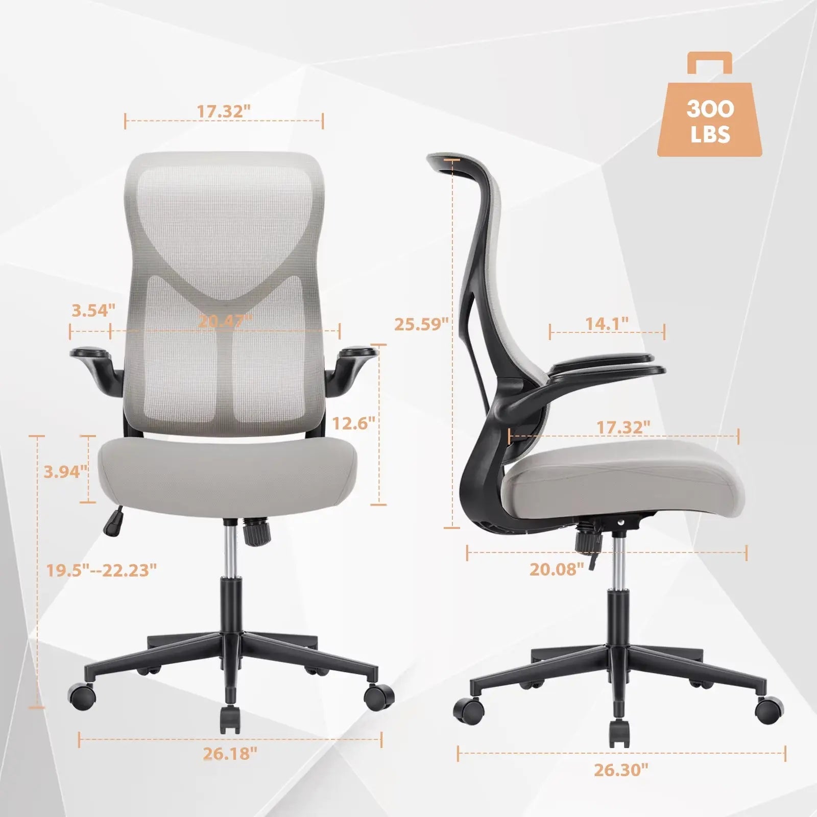 Ergonomic Mesh Lumbar Support Office Desk Computer Chair High Back Swivel Rolling Gaming Chairs with Wheels and Flip-Up Arms