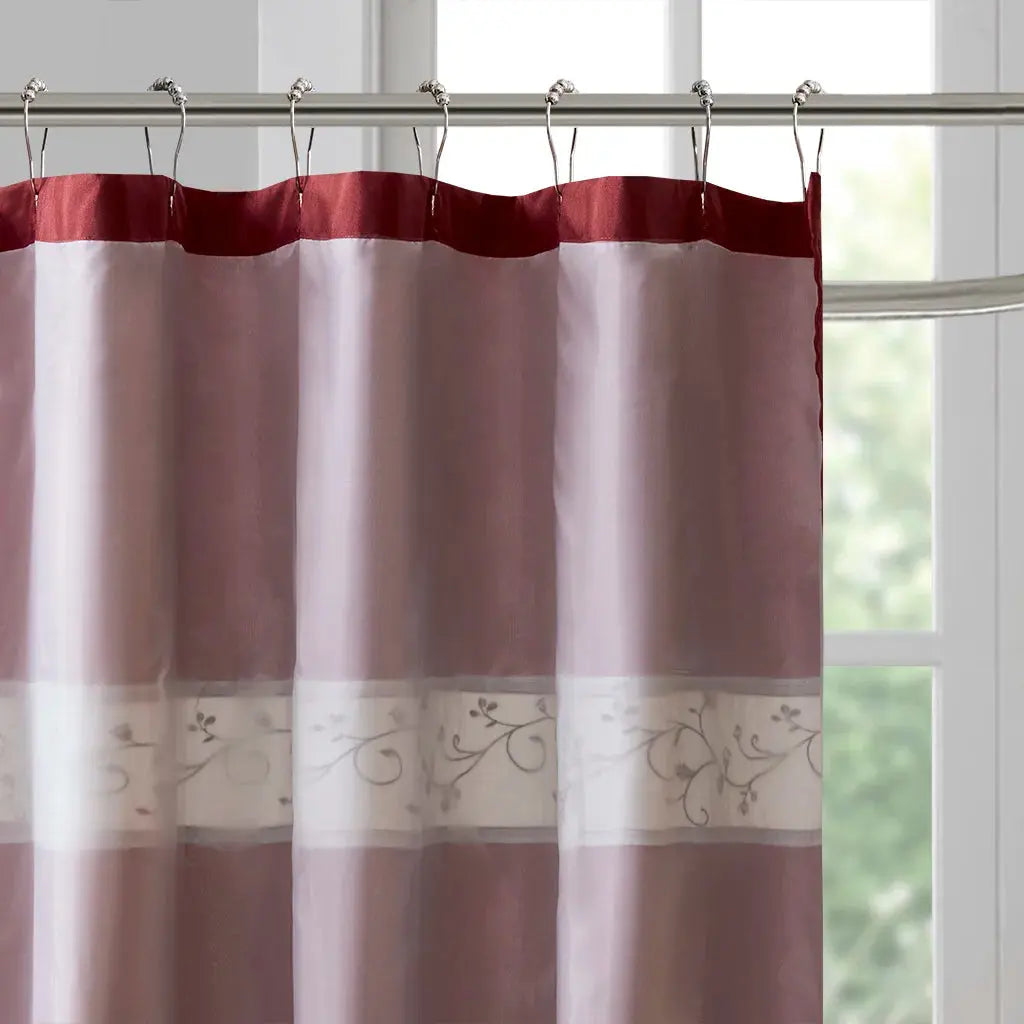72"X72" Elegant Floral Fabric Shower Curtain Fine Pleated Details Transitional Shower Curtains for Home Bathroom Decoration