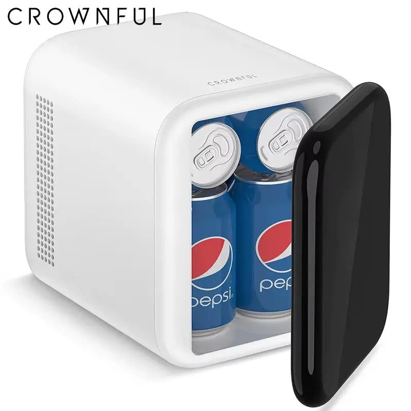 Crownful 4L Mini Car Refrigerator 12V/120V Multifunction Fridge Cosmetics Beer Beverage Cooler Warmer Cooler Fridge for Car Home