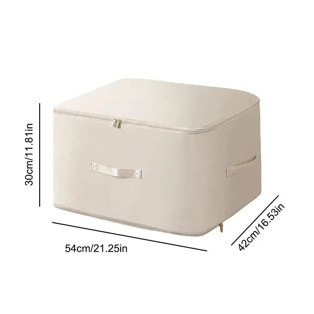 Heavy duty portable compression packing storage bag for comforters and bedding with reinforced handles and space-saving design