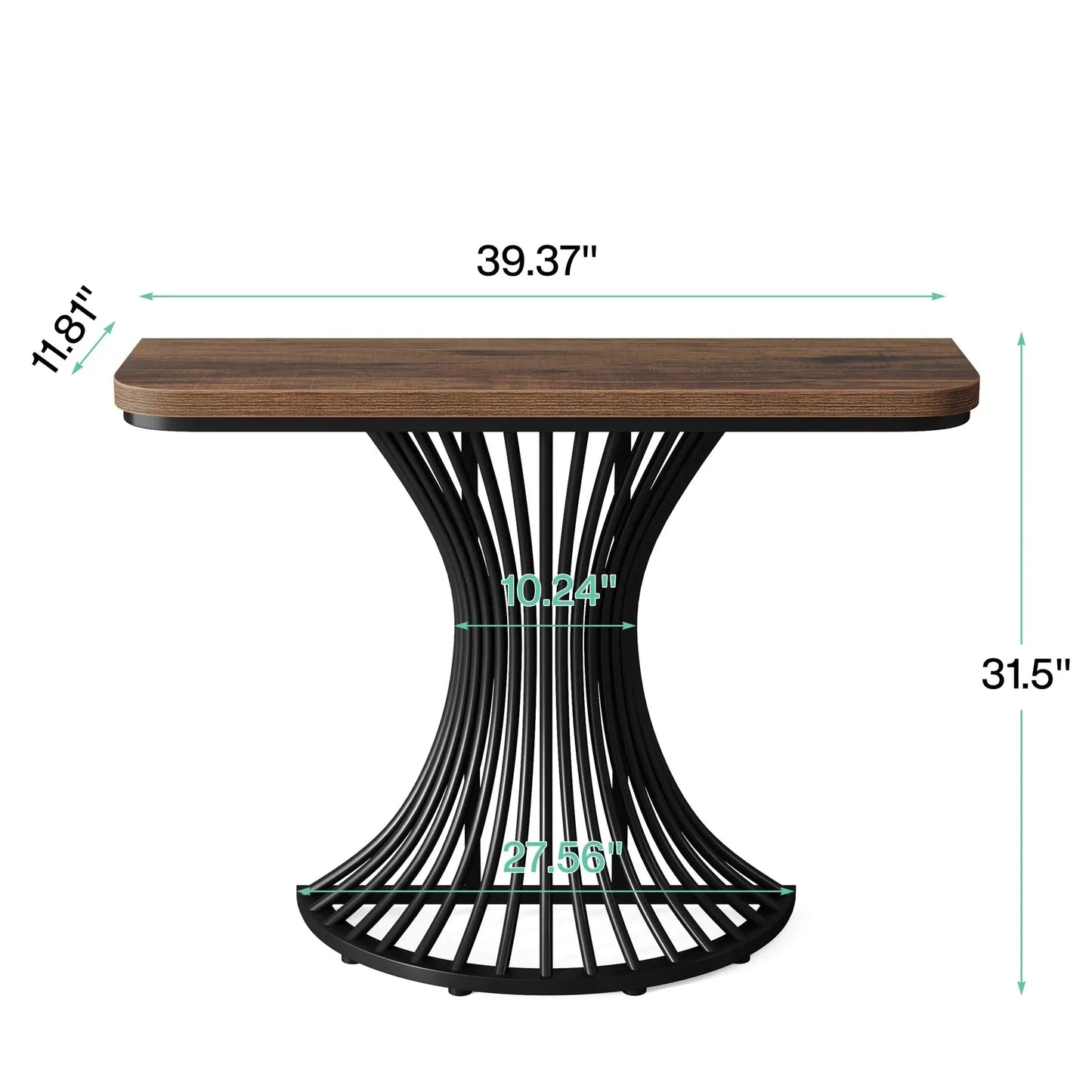 Console Table, Industrial Entryway Table with Geometric Metal Base, 39-Inch Small Sofa Accent Table for Entrance