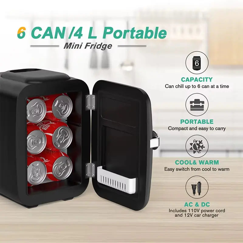 4L Mini Fridge 110V 220V Beauty Makeup Skincare Refrigerator AC/DC Heated Cooling Beauty Refrigerator Car Mini Fridge