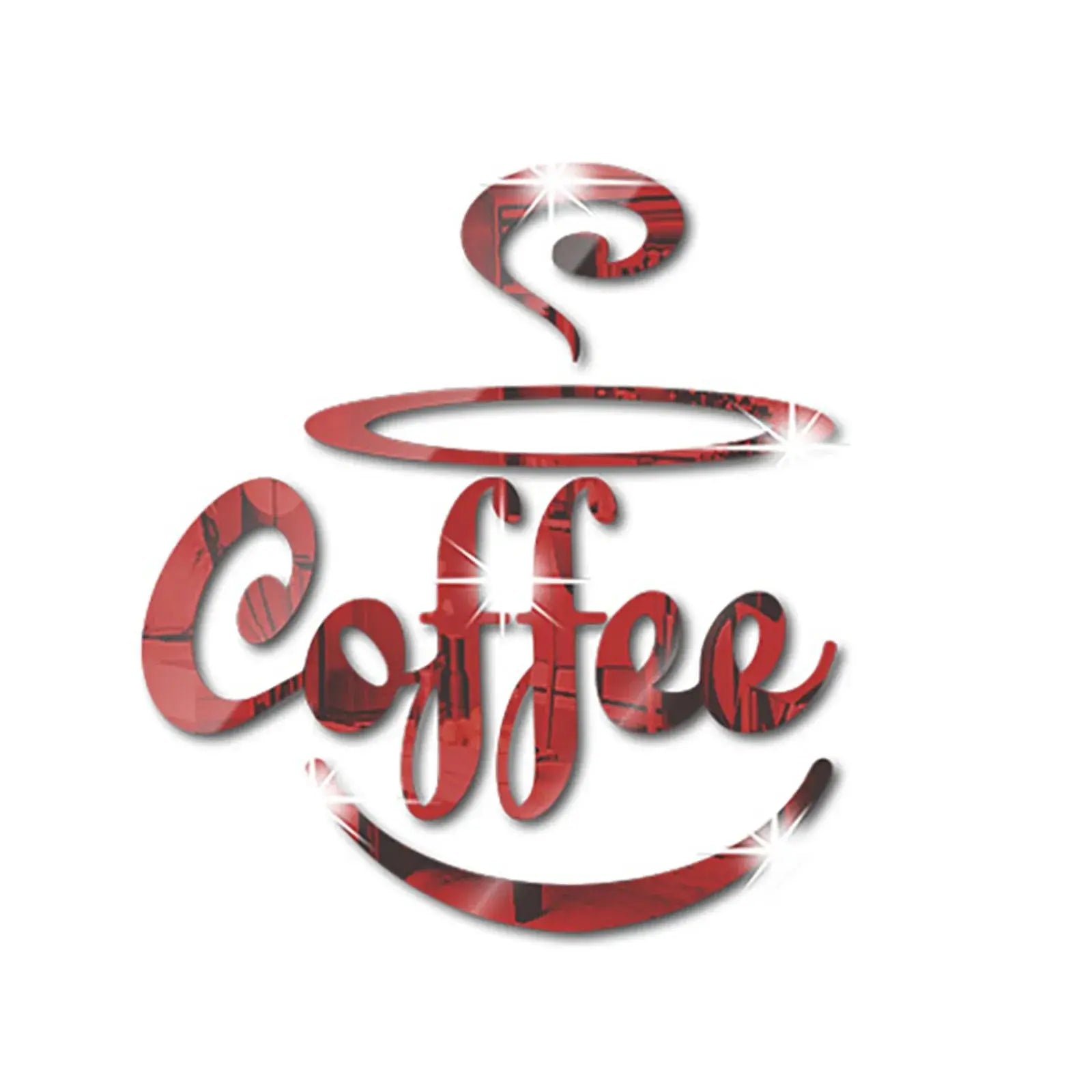 3D Coffee Mirror Stickers Bar Quotes Wall Decal Kitchen Home Wall Decor Vinyl Sticker Coffee Bar Wall Decals Mural Wallpaper