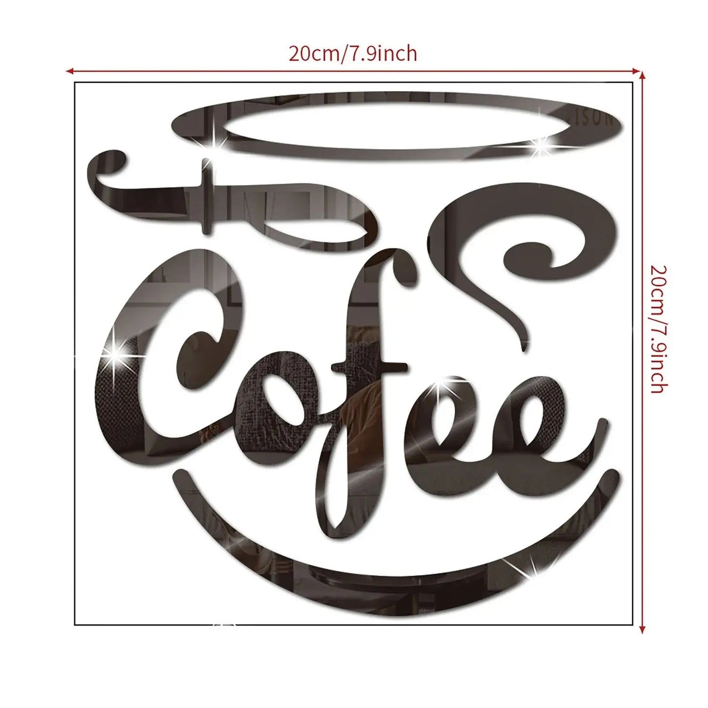 3D Coffee Mirror Stickers Bar Quotes Wall Decal Kitchen Home Wall Decor Vinyl Sticker Coffee Bar Wall Decals Mural Wallpaper
