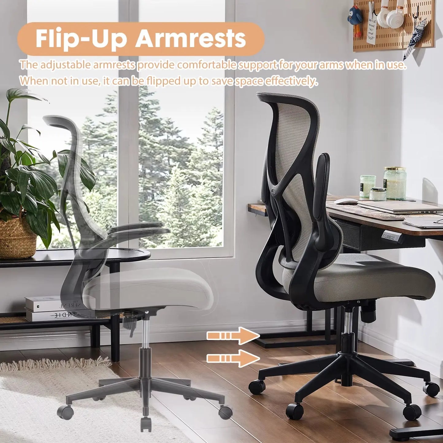 Ergonomic Mesh Lumbar Support Office Desk Computer Chair High Back Swivel Rolling Gaming Chairs with Wheels and Flip-Up Arms