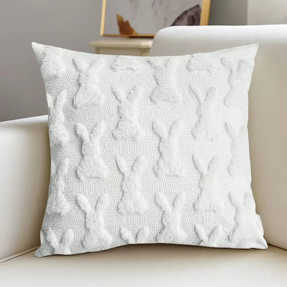 Easter Bunny Throw Pillow Covers Soft Plush Pillowcase 45X45Cm Couch Cushion Case for Easter Decor Couch Sofa Bedroom Decorative