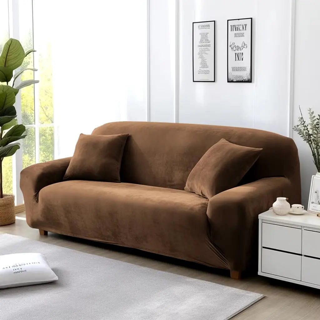 Velvet Sofa Cover Thick Elastic 1/2/3/4 Seater Sofa Cover for Living Room Velvet Plush L Shaped Corner Sofa Cover Couch Cover