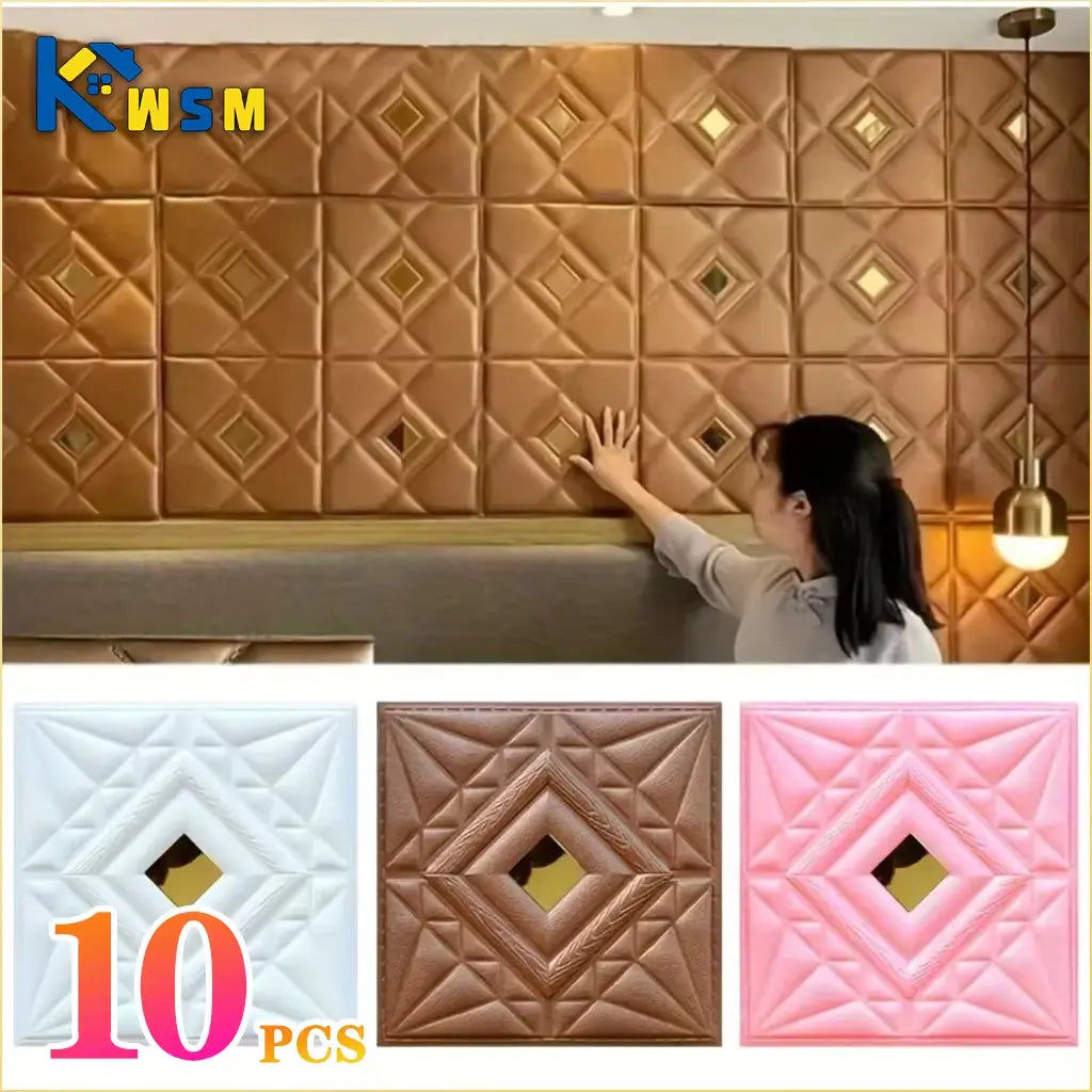 4PCS 30X30Cm 3D Soft Wall Sticker Self Adhesive Wallpaper Panel for Bedroom Living Room DIY Home Background Wall Decoration
