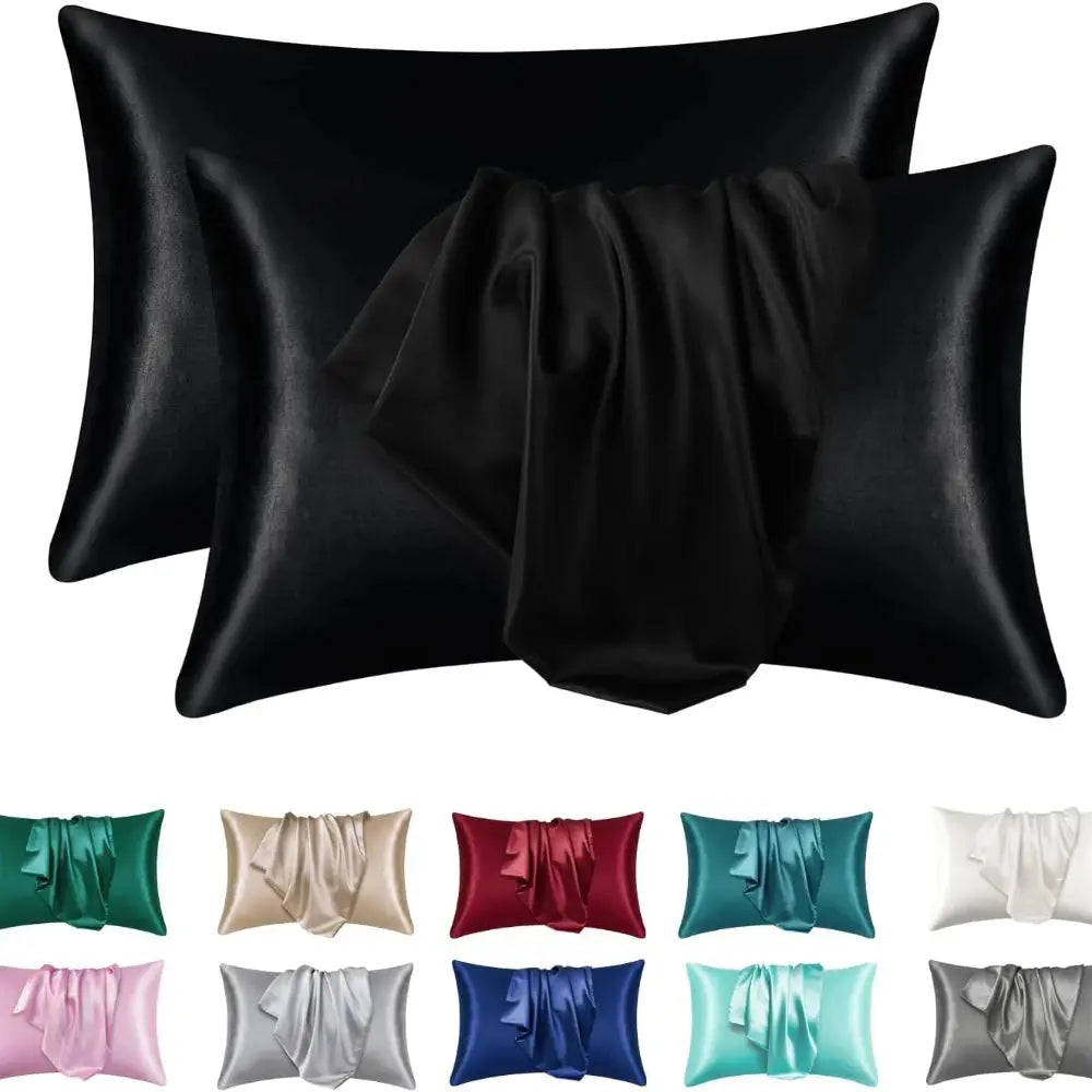2 Pack Satin Pillowcase for Hair and Skin, Silk Satin Pillowcase , Queen Size Pillow Cases Set of 2, Silky Pillow Cover