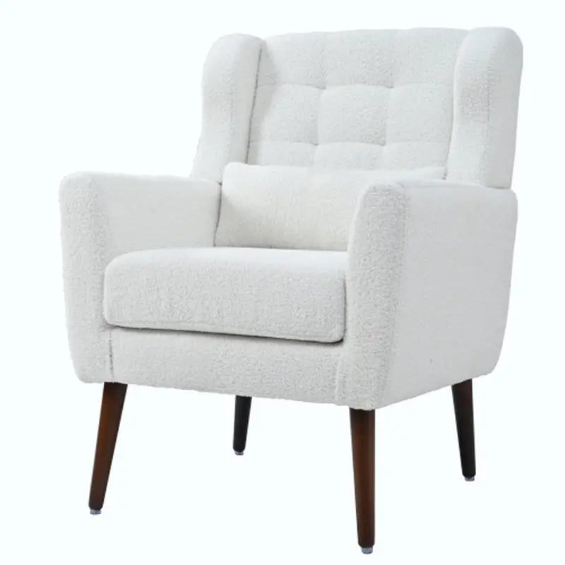 Modern Upholstered Chairs, Teddy Fabric Living Room Chairs, Comfortable Reading Chairs, Medieval Upholstery Chairs, Chaise Longues Armchairs for Living Room Bedrooms - White