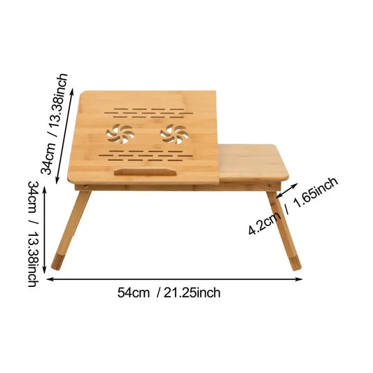 Adjustable Angles Bed Laptop Table with Cooling Fan Laptop Bed Desk Bamboo Desk with Cooling Fan Foldable Tray Drawer for Home