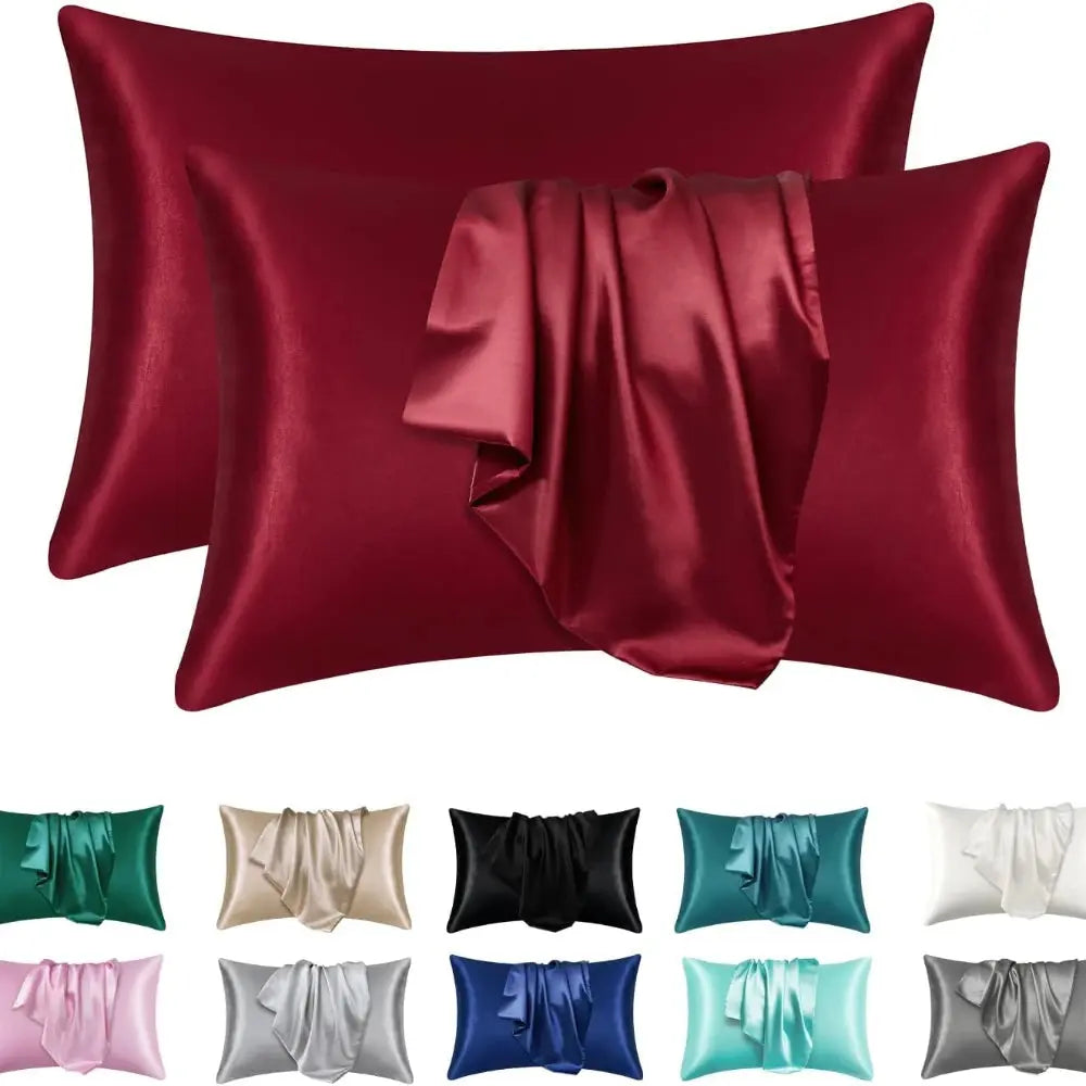 2 Pack Satin Pillowcase for Hair and Skin, Silk Satin Pillowcase , Queen Size Pillow Cases Set of 2, Silky Pillow Cover