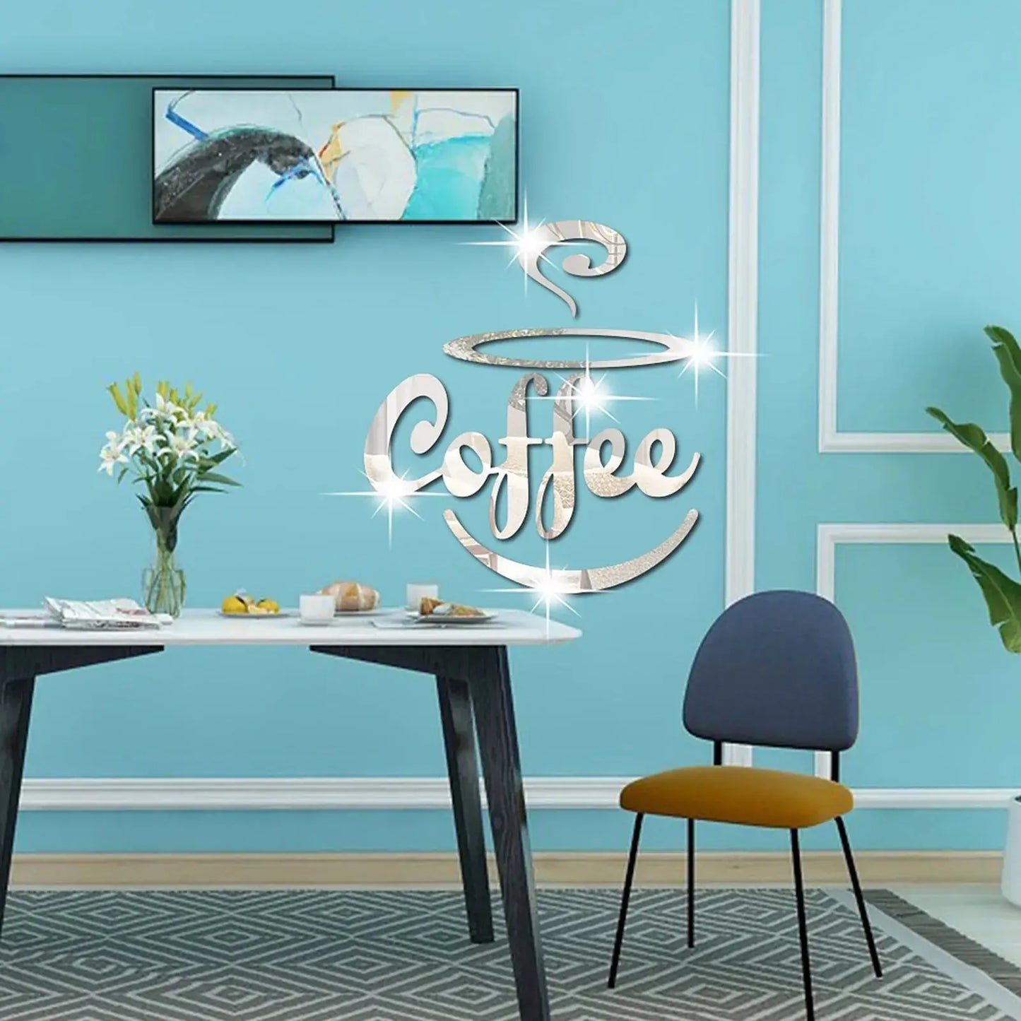 3D Coffee Mirror Stickers Bar Quotes Wall Decal Kitchen Home Wall Decor Vinyl Sticker Coffee Bar Wall Decals Mural Wallpaper