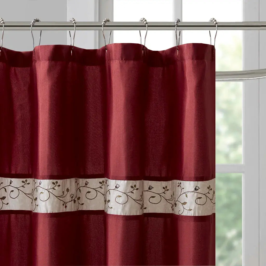 72"X72" Elegant Floral Fabric Shower Curtain Fine Pleated Details Transitional Shower Curtains for Home Bathroom Decoration