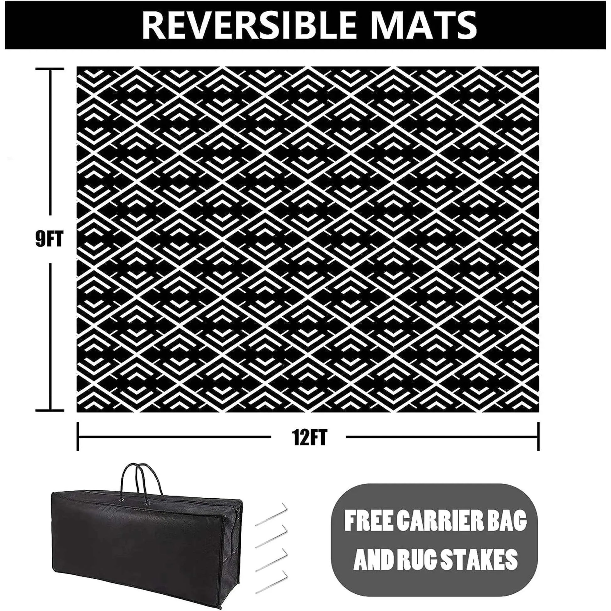 Outdoor Patio Rugs Clearance 9'X12' Waterproof Camping Rugs, RV Rugs for Outside, Deck Rug, Pool, Balcony Rugs