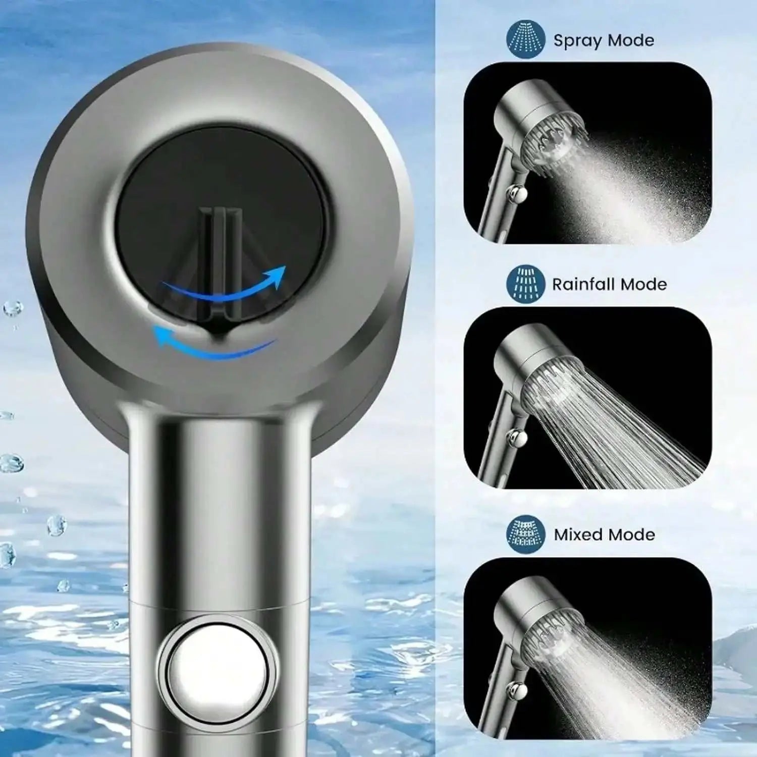 Handheld High Pressure Shower Head, 3 Modes Filtered Shower Head ,Hard Water High Pressure Shower Filtered Shower Head