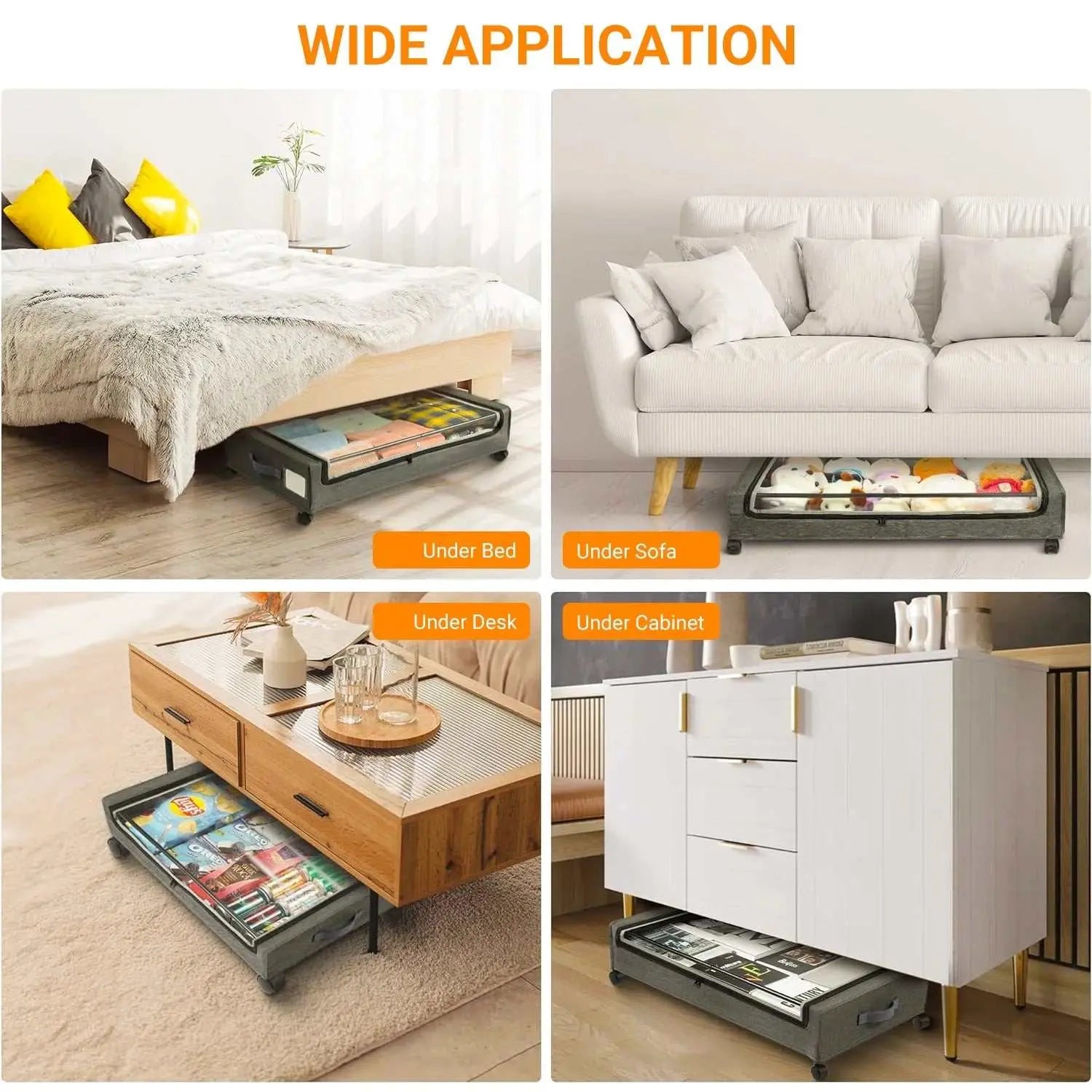 under Bed Storage with Wheels:2 Pack under the Bed Storage Bins, Collapsible under Bed Storage Bags for Clothes, Sheets,Shoes,Linen-Like Grey