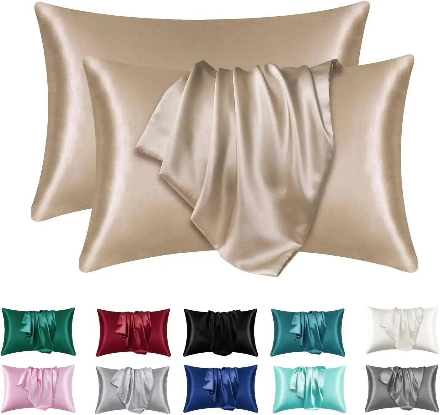 2 Pack Satin Pillowcase for Hair and Skin, Silk Satin Pillowcase , Queen Size Pillow Cases Set of 2, Silky Pillow Cover